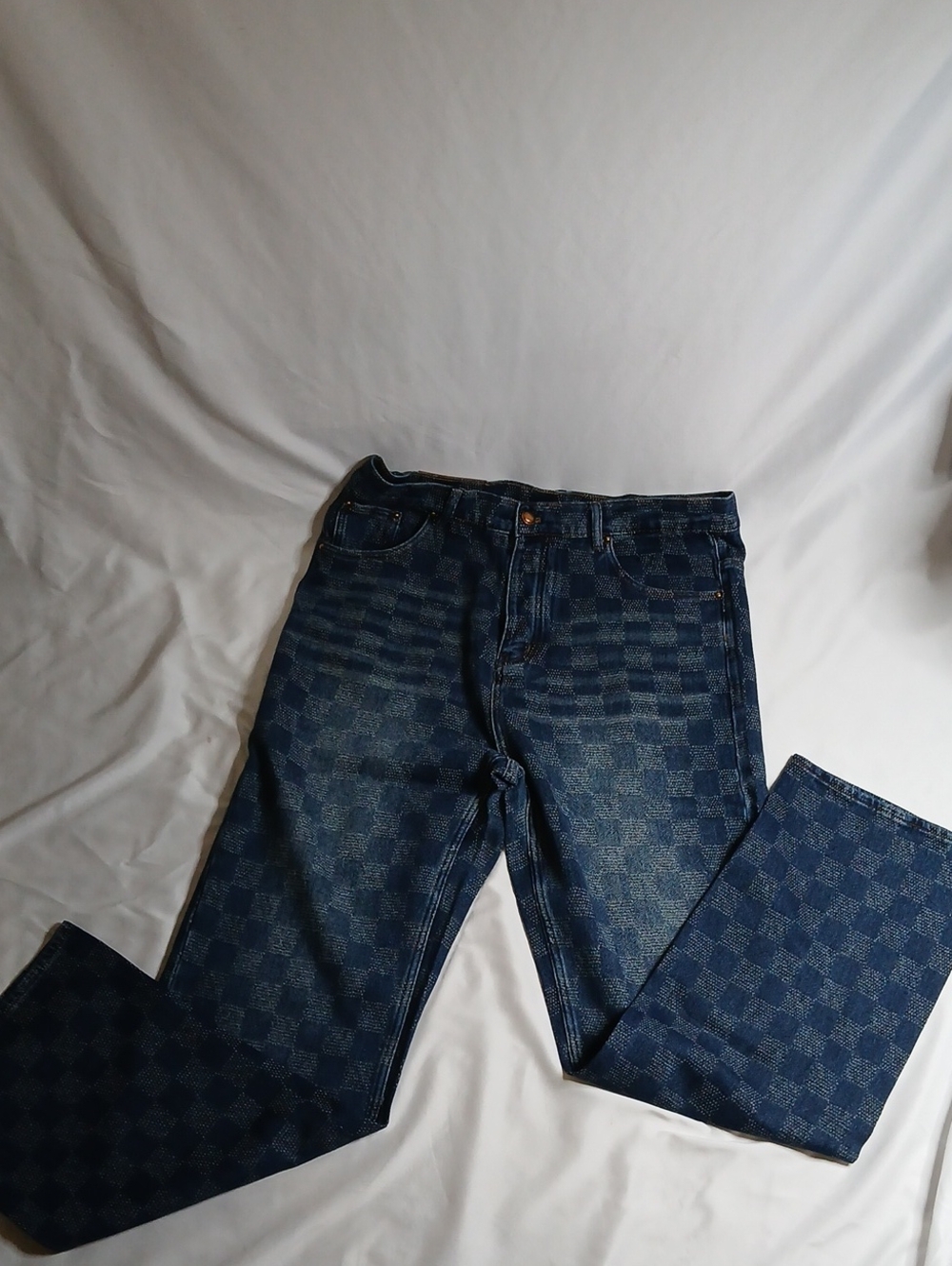 Louis Vuitton Damier Denim Skate Pants Checkered Jacquard Weave
